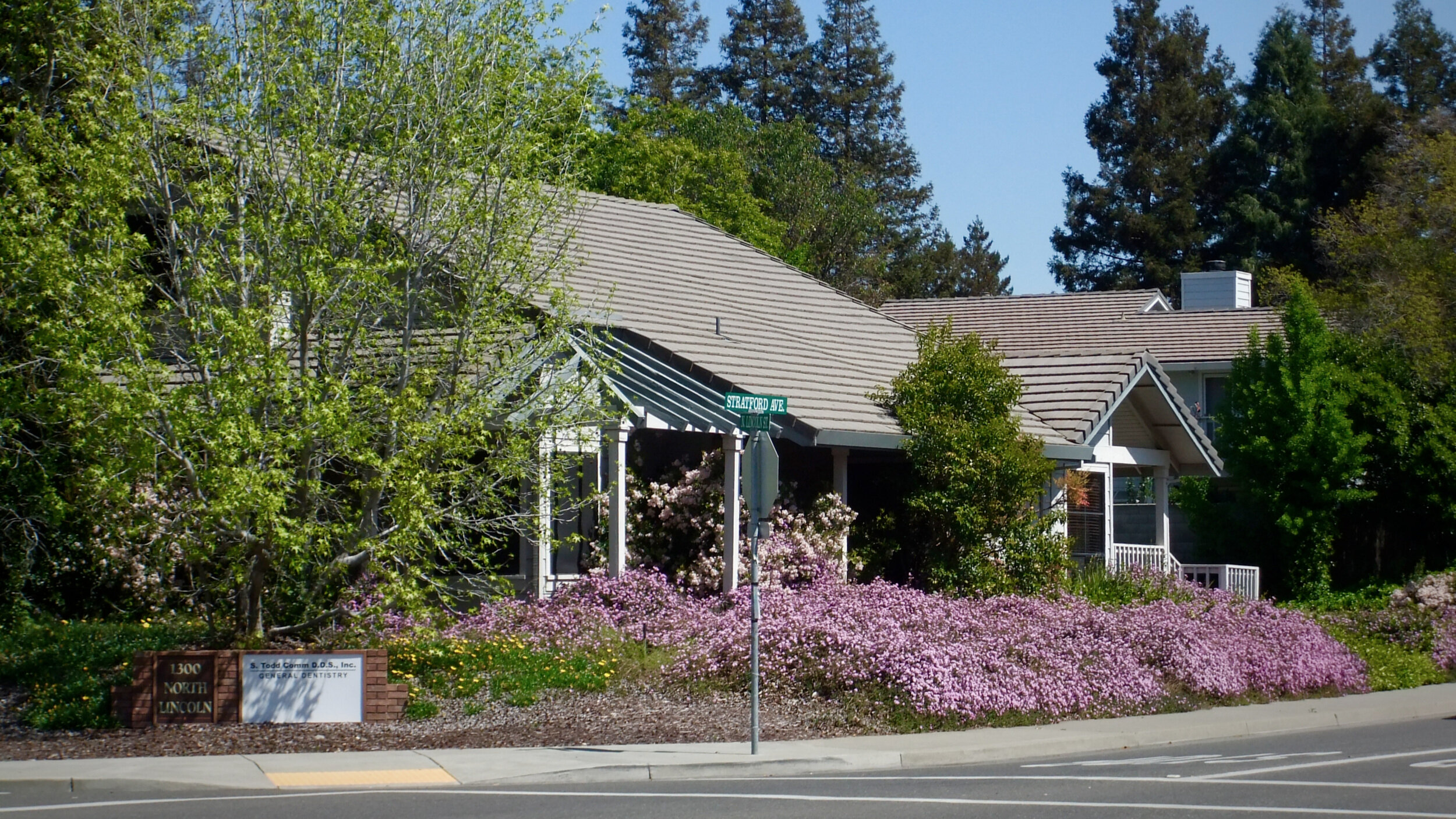 Photo of the office from across the street, in the Safeway parking lot